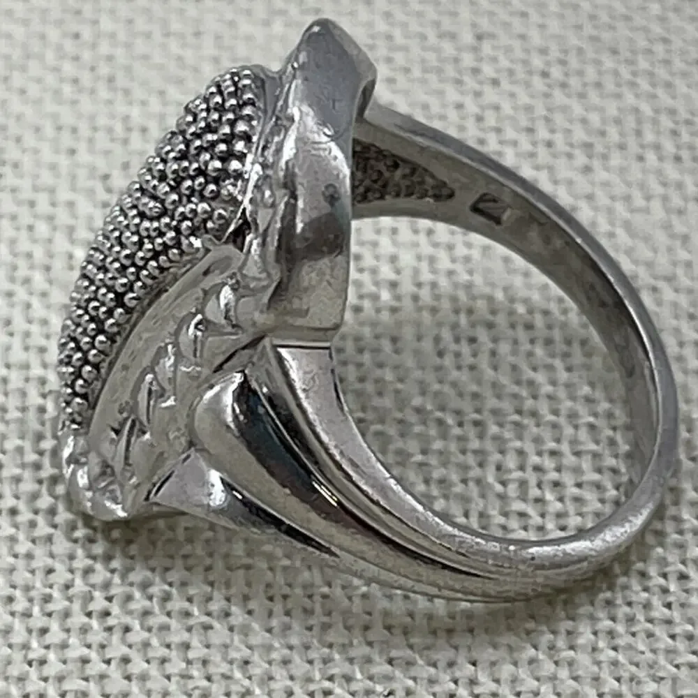 Vintage Sterling Silver 925 Marcasite Ring Size 7 Chunky Statement Jewelry